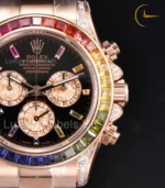 Daytona - Rainbow Diamond Bezel - Rose Gold Oyster Bracelet - Image 2