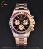 Daytona - Rainbow Diamond Bezel - Rose Gold Oyster Bracelet