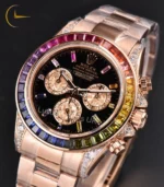 Daytona - Rainbow Diamond Bezel - Rose Gold Oyster Bracelet - Image 5