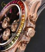 Daytona - Rainbow Diamond Bezel - Rose Gold Oyster Bracelet - Image 4