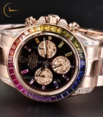 Daytona - Rainbow Diamond Bezel - Rose Gold Oyster Bracelet - Image 3