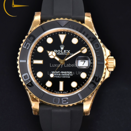Yacht-Master - Black Dial / Rose Gold Case - Black Rubber Strap